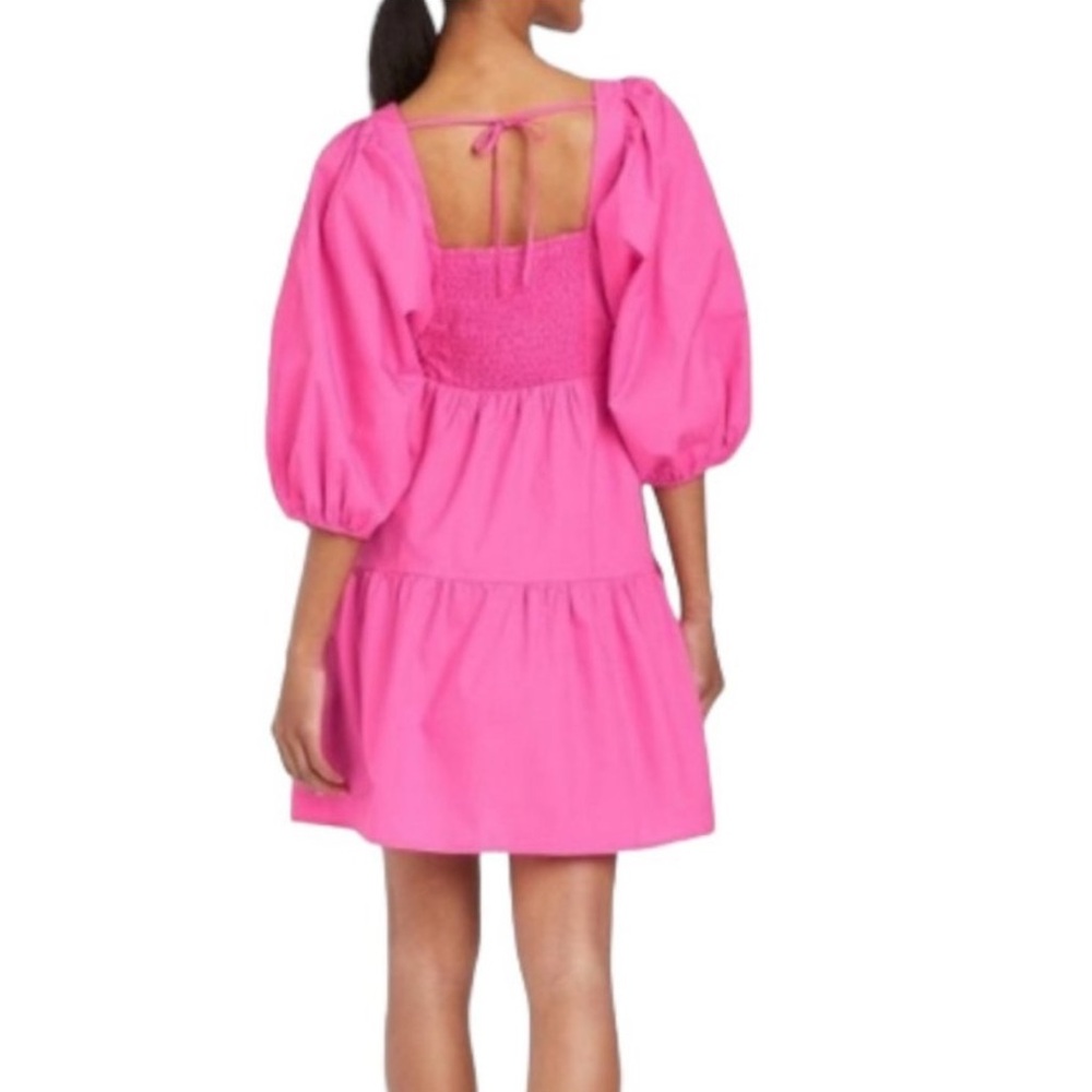 A‎ NEW DAY from TARGET Puff Sleeve Smocked Back Tiered Dress in Pink size XS - Picture 2 of 9